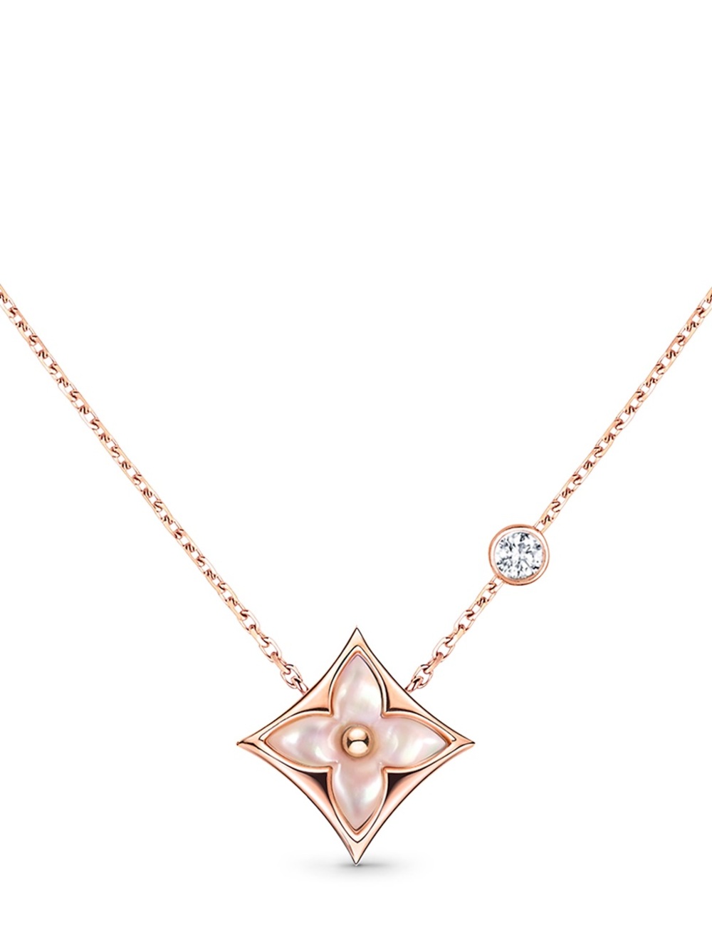 Louis Vuitton Rose Gold and Pearl Monogram Flower Necklace